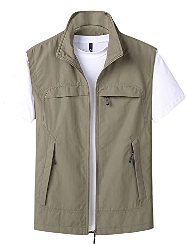 Gihuo Mens Casual Lightweight Travel Vest Summer Utility Safari Vest Sleeveless Jackets for Travel Hiking Fishing