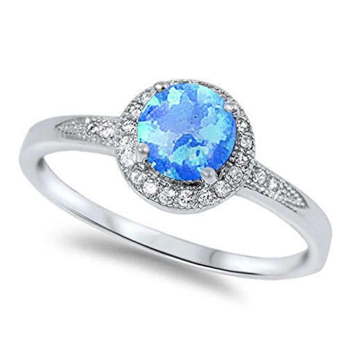 Oxford Diamond Co 1.25ct Halo Set Solitaire Cubic Zirconia & Simulated Gemstone Promise Engagement Ring .925 Sterling Silver Ring Sizes 3-12 Colors Available