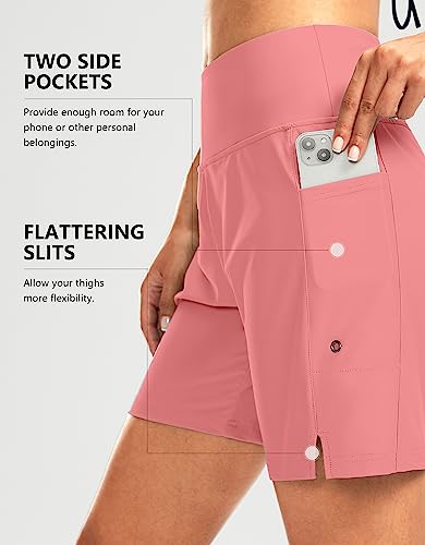Image of G Gradual Women's 7 inch Long Swim Board Shorts High Waisted Quick Dry Beach Swimming Shorts for Women with Liner Pockets