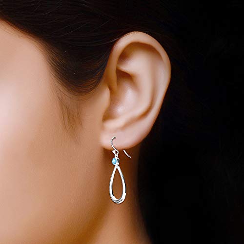 Lecalla Flaunt Sterling Sliver Jewelry Drop Dangle Birthstone Earrings For Teens And Women (4 Mm Blue Topaz Round Cut) #TOP2