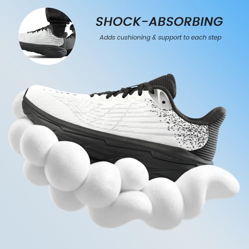 Image of Men's Slip on Walking Sneakers - Lightweight Running Shoes - Cushioned Comfort for Gym, Training, Tennis, Workout - Athletic Fashion - Black /Beige Size 6.5-13