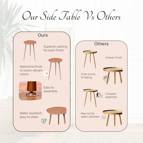 Image of nestroots Multipurpose Aluminium Nightstand Side Table for Bedroom | Bedside Table | Corner Table for Living Room Decor | Room Decoration Items | 21 Inches Height, Copper Finish