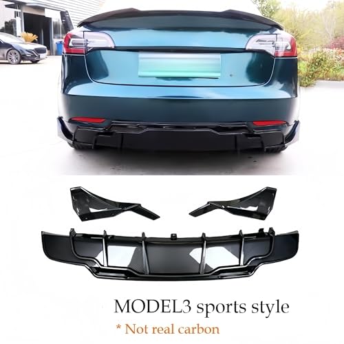 Diffuseur de lèvre pare-choc arrière Tesla Modèle 3 look carbone premium - 3