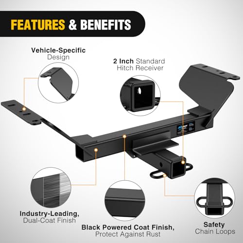 Image of Nilight Class 3 Trailer Hitch Compatible with 2018-2026 Chevrolet Chevy Equinox (Excl.Diesel) 2018-2026 GMC Terrain (Excl.Diesel) 2 Inch Hitch Receiver fit Ball Mount Cargo Carrier Bike Rack Tow Hook