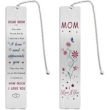Jzxwan Bookmark Gifts for Mom, Happy Birthday Retirement Mom Bookmark, I Love My Mom Gifts from Daughter Son, Thank You Mother Present for Women