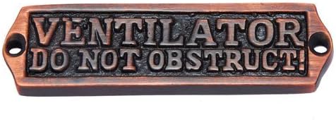 Adonai Hardware Ventilator Do Not Obstruct Brass Sign