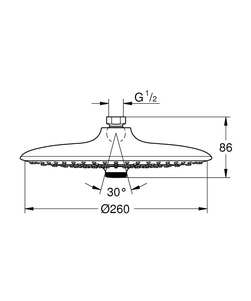 GROHE Vitalio Joy 260, Kopfbrause (wassersparende Regendusche mit 3 Strahlarten, Duschkopf mit Antikalk System), chrom, 26462000