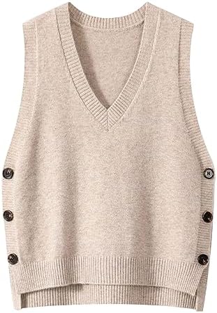 Womens Black Sweater Vest Women's Loose Swing Chunky Cotton Cute Sweater Tank Top Oversized Cable Knit Pullover Sweater with Pockets Reversible Vest 2023