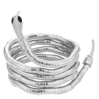 MisFun Kette Damen Schlangenkette Schlangen Armreif Kette Damen Kopfschmuck Schlangenarmband Halloween Schmuck Armreif Oberarm Herren Halskette, für Damens Herren Medusa Schminke Outfit (Silber)