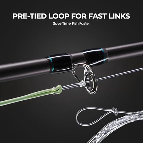Piscifun Fly Fishing Leader with Pre-Tied Loop, Tapered Fly Line Leader, Nylon, Clear, 9ft, 6 Pack, 5X by Piscifun - Image 3