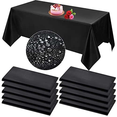 Chumia 10 Pack Tablecloths for Rectangle Tables Fabric Tablecloths Polyester Waterproof Stain and Wrinkle Resistant Washable Decorative Table Cover Bulk for Wedding Party Banquet(Black, 70 x 108 in)