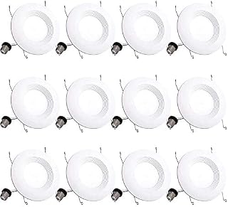 Bbounder Lighting 12 Pack 5/6 Inch LED Recessed Downlight, Baffle Trim, Dimmable, 13W=100W