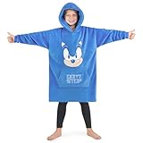 Sonic The Hedgehog Fleece Hoodie Blanket for Boys and Teenagers Oversized Fleece Poncho One Size Gaming Gifts for Boys (Blue)