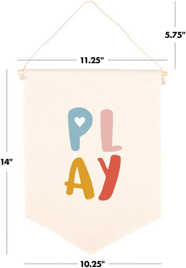 Andaz Press Hanging Wall Canvas Rainbow Play Canvas Tapestry Wall Hanging Banner for Baby Girl, Boy, Kids Nursery Wall Decor, Pennant Flag Art, 1 Pack