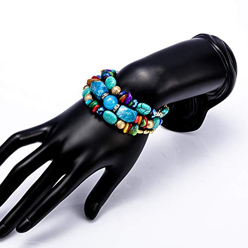 Qian0813 Boho Multilayer Irregular Agate Beads Charm Bracelets For Women Vintage Jade Stone Man Bracelets Yoga Bangles Ethnic Jewelry (Colorful) #TOP6