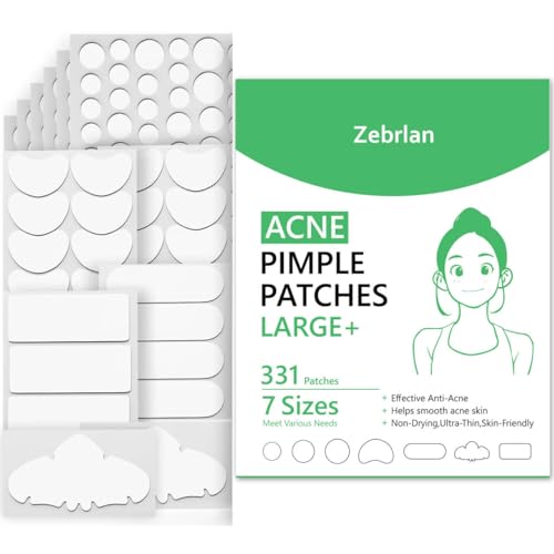 331 Pcs Pimple Patches Large,Acne Spot Patches Hydrocolloid Pimple Patch Invisible for Day and Night,7 Size