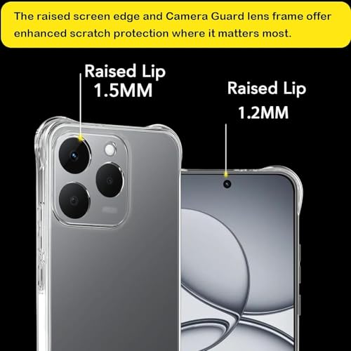 Image of REALCASE Silicone Realme 15T 5G Back Cover Case, Scratch Resistant Protective Crystal Clear Transparent Shock Proof Bumper Back Cover Case for Realme 15T 5G