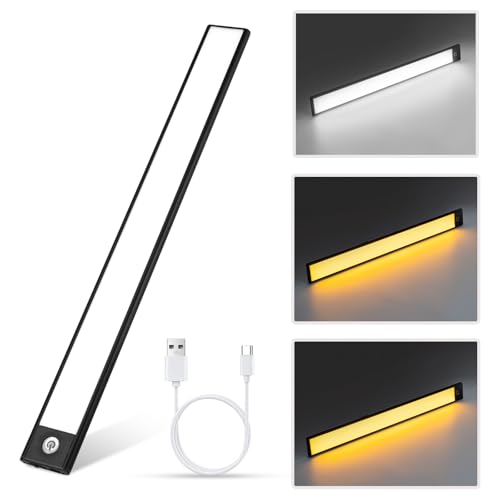 FIERYRED Rechargeable LED Magnetic Camping Light, 3 Lighting Modes w/SOS Strobe, 16-Inch Ultra-Thin Strip, Rugged Aluminum Housing, Type-C Fast Charging for RV, Tent, Auto Repair & Outdoor Emergency