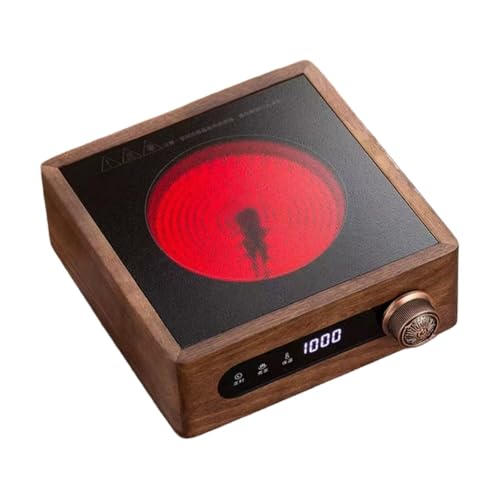 JQQJティーストーブ、電気セラミックストーブ、電気ティーケトル、コーヒーと紅茶用、ポータブルコンロ、温度制御機能、無垢材、お気に入りのお茶を淹れるため (ノブ + タッチスクリーンデジタルディスプレイ)