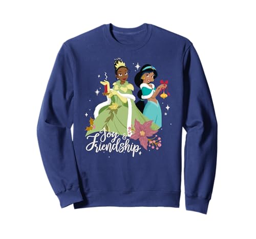 Sweatshirt Disney Princesses Tiana et Jasmine en coton col rond pour femme
