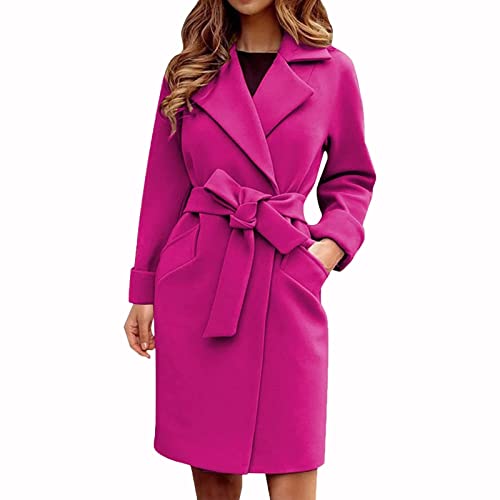 Mulheres Casaco De Inverno Casaco De Gola De Lapela De Comprimento Médio Lã Quente Lã Magra, Macia E