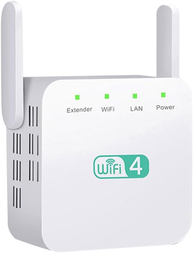 300 Mbit/s WLAN-versterker, 2,4 GHz WLAN-repeater met repeater/AP/router/bridgemodus, 2 antennes, WLAN-extender compatibel met alle WLAN-apparaten (wit)