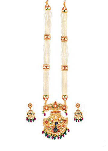 Meira Jewellery Gold Plated Mina and Kundan Work Long Pearl Set for Women 3 41o0pStiW2L. SL500