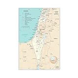 Fyzuf Israel And Occupied Territories Map Poster Canvas Wall Art Painting Bedroom Decoration For Home, Office, Classroom Unframe-style Unframe-style16x24inch(40x60cm)