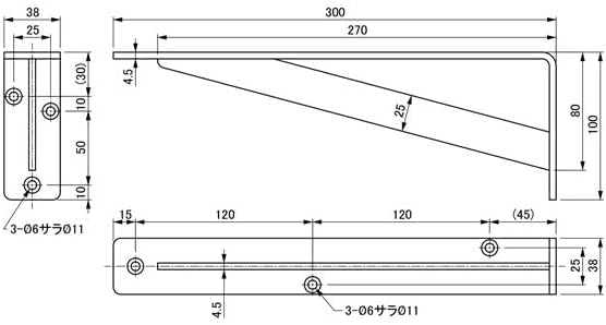 水上 スリムカウンター棚受 300&times;100&times;38 ツヤ消しブラック SCT-300BK [2本入] top1-ds-2612045
