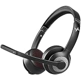 JIAMQISHI Wireless Headset with AI Noise Cancelling Microphone Bluetooth Headset - Bluetooth V5.2 Headphones with Mic Mute for Computer/Laptop/PC/iPhone/Android/Cell Phones (Without USB Dongle)