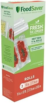 FOODSAVER 11" x 12 Vacuum Seal Rolls with BPA-Free Multilayer Construction for Food Preservation, 2-Pack...