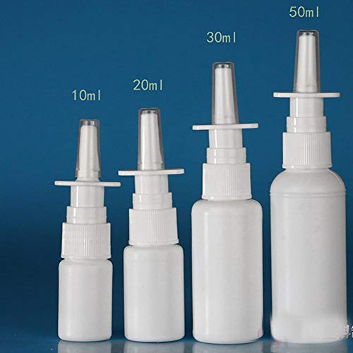 QPM 2Pcs 10ml White bottle Plastic Nasal Spray Bottles Pump Mist Nose Spray Refillable For Medical,White,50ml
