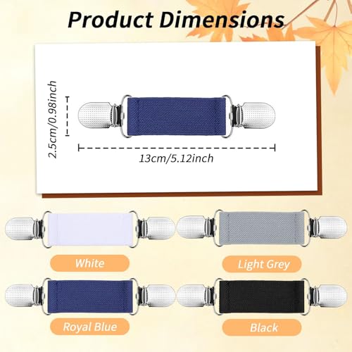 Zegnuem Feste Kleider Clips, Elastische Cardigan Clips, Pullover Clips und Schal Clips, Für Handschuh und Kleidung in 4 Farben (Schwarz, Weiß, Grau, Blau) 4 Stück