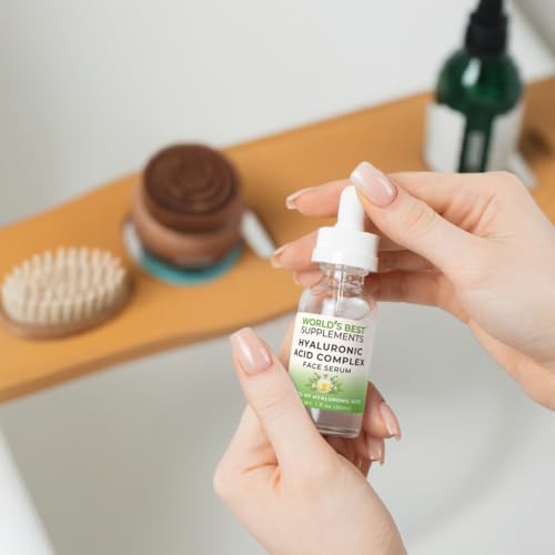 World's Best Supplements Hyaluronic Acid Complex Face Serum | 1 oz | Deep Hydrating Formula, Boost Elasticity, Reduce Wrinkles, Smooth Fine Lines, Non-Greasy | World's Best Supplements