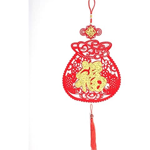 Cbei Chinese New Year Fu Word Hanging Decorations Red Lanterns Decorations for Spring Festival Chinese New Year Lantern Festival (FB) Cover