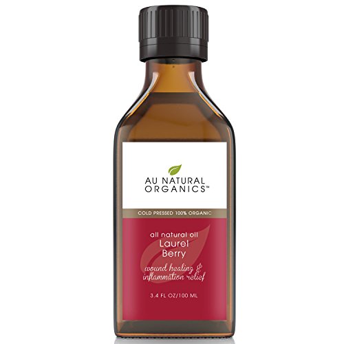 Au Natural Organics Laurel Berry Oil - 100% Cold Pressed, Organic Essential Oil For Face & Skin - Anti Oxidant, Anti-Inflammatory, Anti Aging | Used In Soap, Shampoo, Lotion, Serum | 3.4 Oz | 100 Ml #TOP5