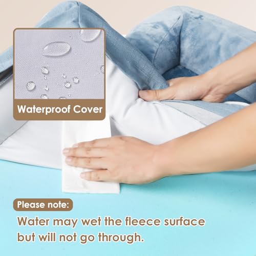 Image of EHEYCIGA Orthopedic XL Dog Bed, Waterproof Memory Foam for Extra Large Dogs, Non-Slip Bottom, Egg-Crate Foam Couch With Washable Removable Cover, Washed Blue