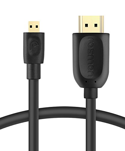 Micro HDMI to HDMI Cable, Fosmon (6 FT) High-Speed HDMI to Micro HDMI HDTV Cable [Support 4K, 3D, Ethernet, Audio Return]