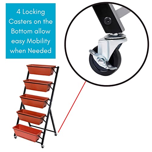 Birdrock Home 5-Tier Vertical Garden Planter Bed | Raised Flower Stand | Rolling Plant Tower | Weather Resistant Box | Indoor Or Outdoor | Herbs Flowers Berry’s Vegetables | Metal #TOP4