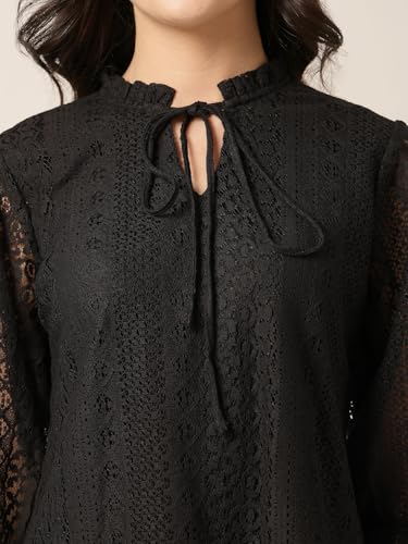 Image of Style Quotient Women Summer Blue Lace Caual Top
