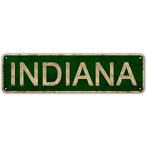 YOYUJU Indiana Sign, America State Name Vintage Metal Tin Sign 4x16 Inch