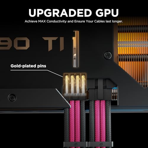 Image of AsiaHorse Upgraded 16AWG PSU Cable Extension Sleeved Custom Mod GPU PC Power Supply Soft Braided Cables (Black-Pink) with Two Color Comb Kit 24P /8P to 6+2P /8P to 4+4P 30CM