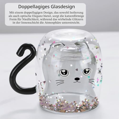 Geschenke für Frauen Katze Doppelwandige Kaffeegläser Valentinstag,Weihnachten,Geburtstagsgeschenk für Frauen,Männer, Mama,Kinder… – Ansicht 4