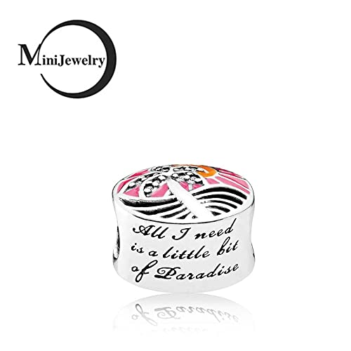 Sunset Paradise Palm Tree Charm fits Pandora Moments Bracelets Women Vacation Anniversary Birthday S9252