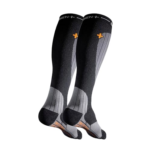Dissent Men's GFX Compression Genuflex Seamless Toe Warm Breathable Skiing Winter Sports Over-The-Calf Socks, Black2