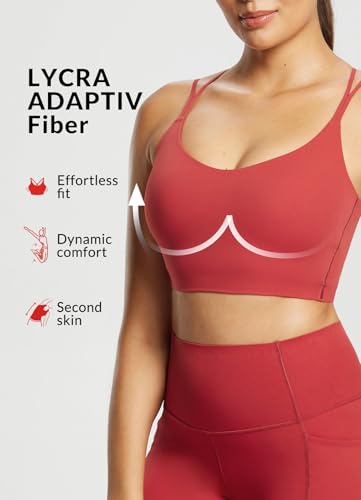 Image of baleaf everleaf Women's Sports Bra Longline, Molded Cup Yoga Bra Thin Strap Low Impact Workout Crop Tank Tops