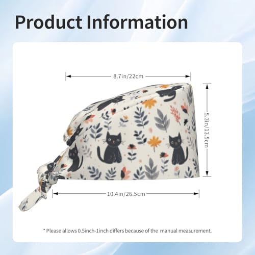 Image of Working Cap, Scrub Cap with Sweatband, Adjustable Tie Back Hat Breathable Headgear for Women /Men