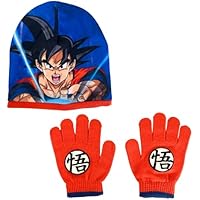 Dragon Ball Z Gorro y Guantes para Niño, Conjunto de Invierno