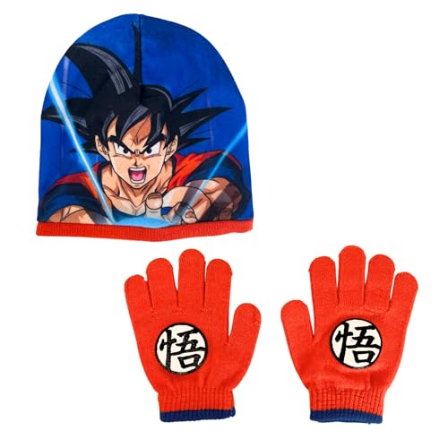 Image of Dragon Ball Z Boys Goku Hat and Glove Set Winter Set Gift for Kids