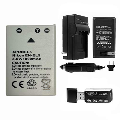 Ultrapro En-El5 High-Capacity Replacement Batteries With Rapid Travel Charger For Nikon Coolpix 3700, 4200, 5900, 7900, P3, P4, Ep5000, P6000, P80, P100 P510 Dslr Digital Camera #TOP9